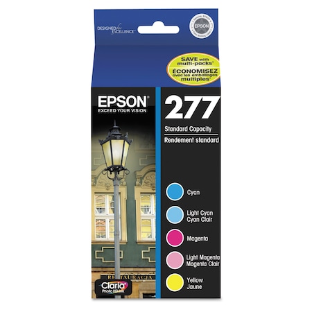 Epson T277920S (277) Claria Ink, Cyan/Lt Cyan/Lt Magenta/Magenta/Yellow, PK5 T277920-S